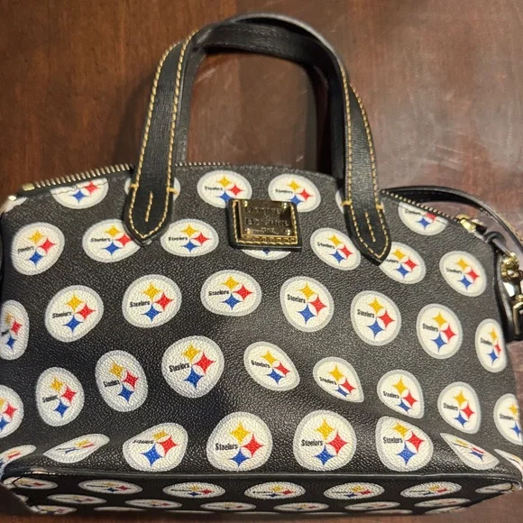 Dooney & Bourke Black Satchel with Team Emblems - Picture 1 of 3